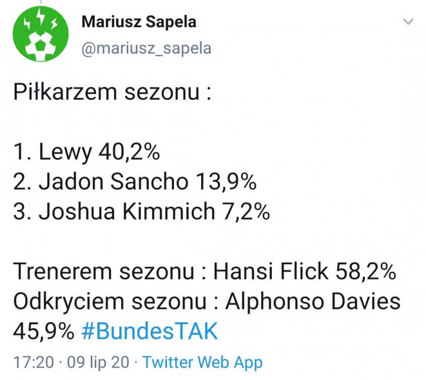 Piłkarze grający w Niemczech wybrali PIŁKARZA i TRENERA SEZONU